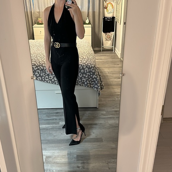 Theory Pantsuit Jumpsuit One Piece Halter Sleeveless Open Back Black Size 8 - Picture 9 of 11